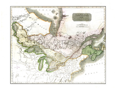 Canada and Nova Scotia in 1817 - Vintage map, Antique map, Reproduction, Framable map, Fine Art, wall map, Great Lakes, Hudson Bay, Asia!
