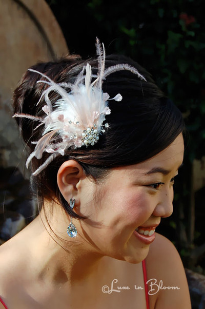 Wedding Feather Fascinator Pink and White Flirty Fanciful - Style # FF108 : Luxe in Bloom