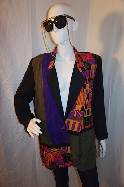 Vintage akf black/olive aztec blazer, 1x