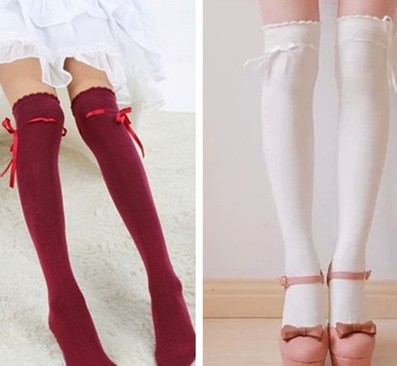 Japanese sweet lace bowknot stockings