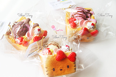 Hello-Kitty Lovely Sweets Toast Squishy with Icecream scoop & Strawberries