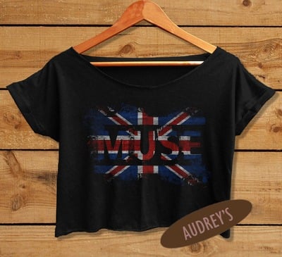 Shirt UK Flag Logo Tee Muse crop top Rock Band