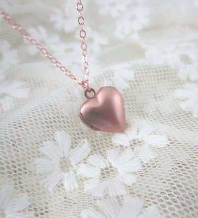 Little heart locket on rose gold filled chain