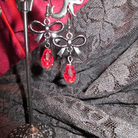 Black Bows and Blood Drop Earrings   - Thumbnail 1