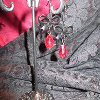 Black Bows and Blood Drop Earrings   - Thumbnail 2