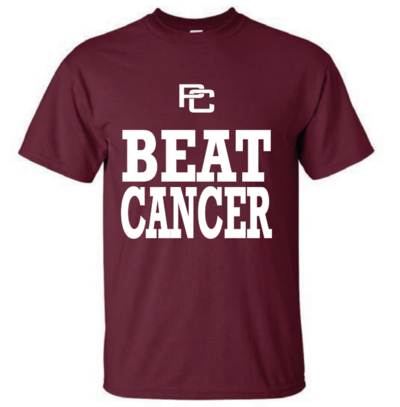 Pella Christian Eagles Maroon/White Beat Cancer T-Shirt