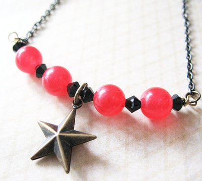Red and Black Star Necklace