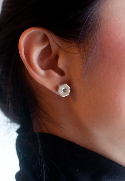 Small Silver Geometric Stud Earrings, Tiny Sterling Silver Stud Earrings, Silver Earrings For Women, Cz Stud Earrings ER0778