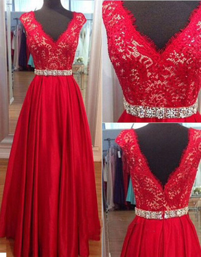red prom dress, lace prom dress, long prom dress, cheap prom dress, bridesmaid prom dress, BD14357