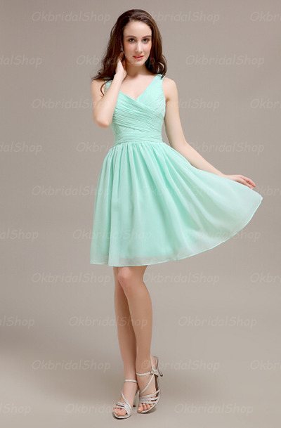 short bridesmaid dress, mint bridesmaid dress, cheap bridesmaid dress, chiffon bridesmaid dress, BD14365