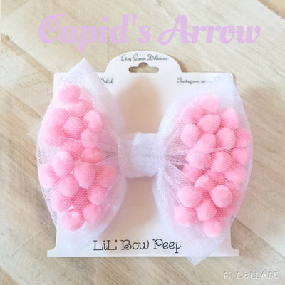 Cupid's Arrow Pom Pom Bow