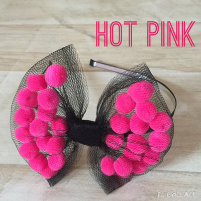 Hot Pink PomPom Bow