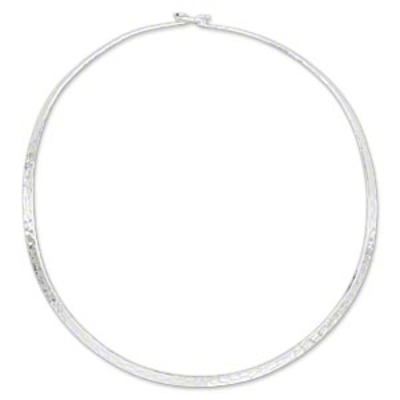 Metal hoop necklace, silver, gun metal, and gold finishes - Thumbnail 5