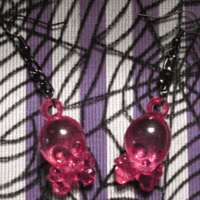 Kawaii Skull and Cross Bone Earrings (Magenta)  - Thumbnail 3