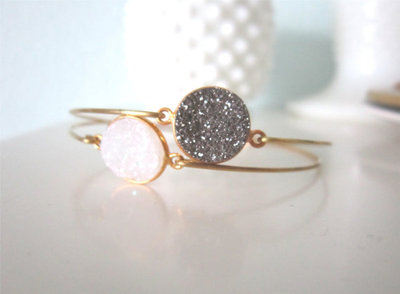 Personalized druzy bangle, modern pretty jewelry