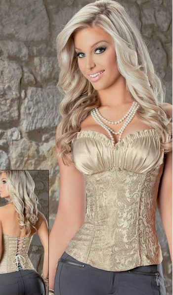 Sexy Satin Lacing Ivory and Black Corset