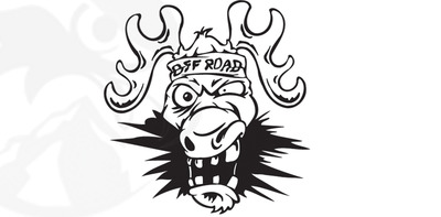 Off road crazy moose cartoon vinyl decal sticker (24" by 25")