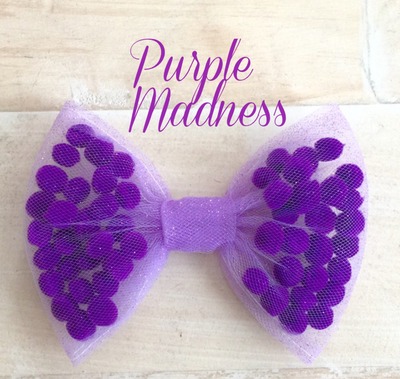 Purple Madness Pom Pom Bow