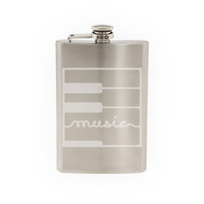 Audio #4 - Music Calligraphy Piano Midi Dj Keyboard - Etched 8 Oz Stainless Steel Flask