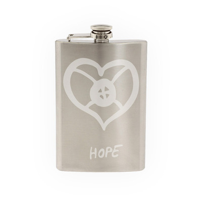 Adinkra Akan #2 - Hope African Sign Symbology - Etched 8 Oz Stainless Steel Flask