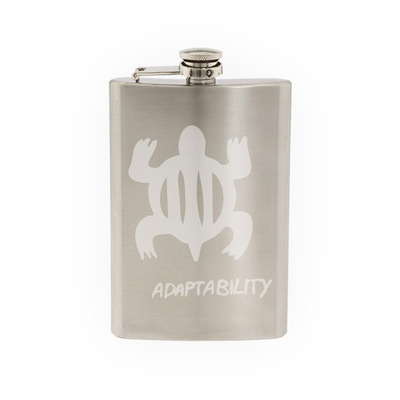 Adinkra Akan #7 - Adaptability African Sign Symbology - Etched 8 Oz Stainless Steel Flask