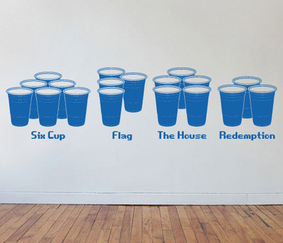 Beer Pong Reracks Display Blue Party Cup Wall Art Vinyl Decal
