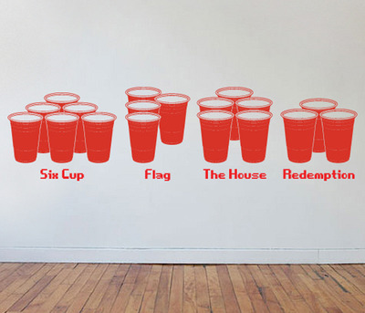 Beer Pong Reracks Display Red Party Cup Wall Art Vinyl Decal