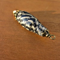 Handmade Salvaged Fabric Bead Pendant with Pearl: Adinkra - Thumbnail 3