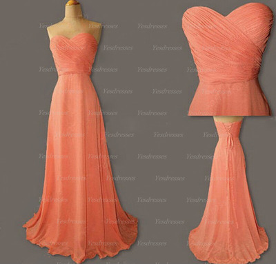 Long bridesmaid dresses, chiffon bridesmaid dress, simple bridesmaid dress, cheap bridesmaid dresses, coral bridesmaid dress, PD15184