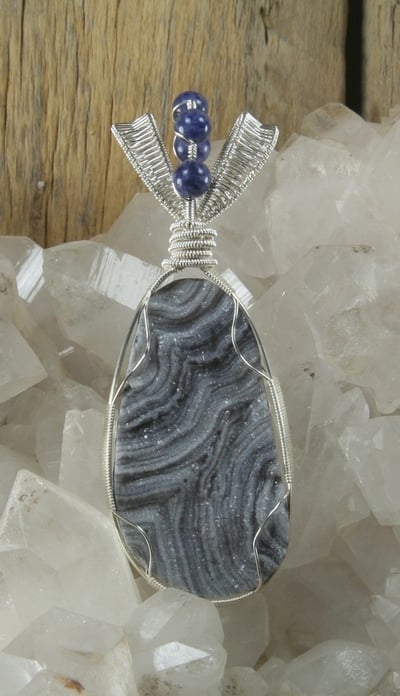 Chalcedony Desert Druzy with Sodalite Pendant