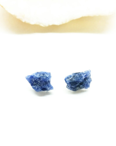 Raw Sodalite Stud Earrings