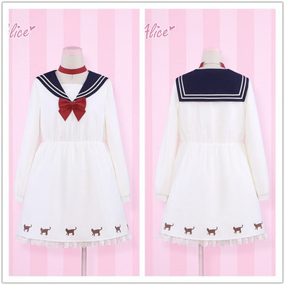 Sailor moon Luna Printed Crew Neck Dress (including collar)
