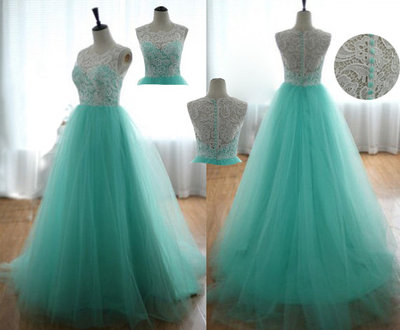 Fantastic Blue Tulle Dresses, Tulle Lace Prom Dresses, Blue Tulle Graduation Dress, Turquoise Sweetheart Prom Dress, Lace Prom Dress,PD380040