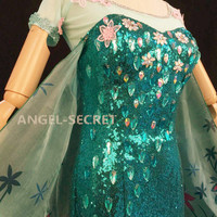 J919 FROZEN FEVER ELSA green dress whole set - Thumbnail 1