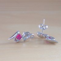 925 Ruby (Lab Created)Earrings/Ruby Jewelry/Silver Ruby Earrings/Ruby Jewellery/July Birthstone /Silver Ruby Studs/Ruby Red Stud Earrings - Thumbnail 2