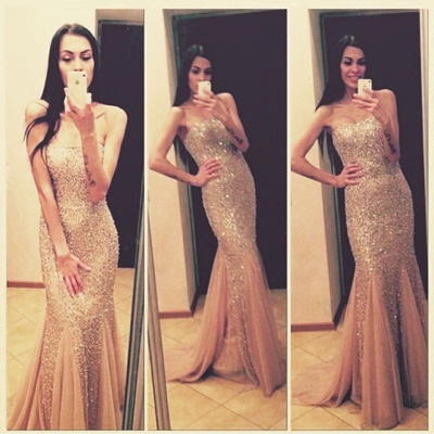 Sexy prom dresses, Peach prom dress, chiffon prom dress, Mermaid prom dress, prom dress 2015, Online prom dress, Long prom dress, 15032318