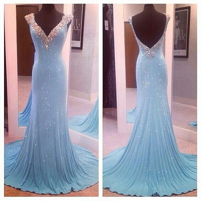 blue prom dress, long prom dress, sparkle pom dress, prom dress 106, dresses for prom, v-neck prom dress, BD14362
