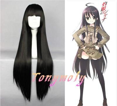 Black Long Straight Wig Shakugan no Shana Costume Wig Heat resistant synthetic Hair Cosplay Wigs for Party