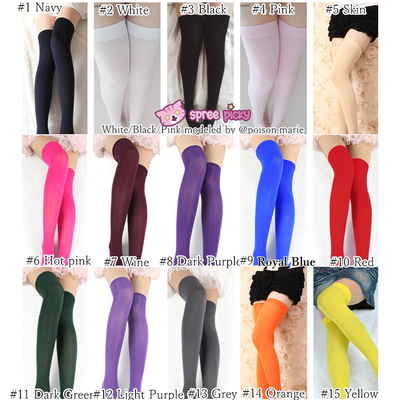 3 Colors Cosplay Basic Pure Color Thigh High Stocking SP130234