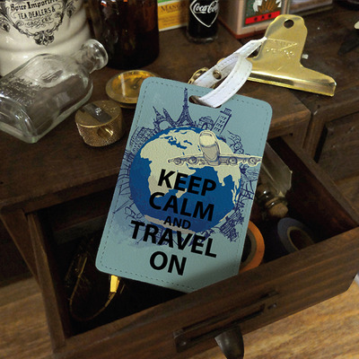 Keep Calm and Travel On Luggage Tag, Bag Tag, Travel Tag, Suitcase Tag, Id tag, custom quote (S-001)