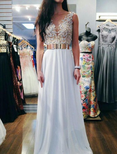 Charming Prom Dress,Chiffon Prom Dress,A-Line Prom Dress,V-Neck Prom Dress,Appliques Prom Dress,15032630