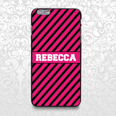 Pink and black stripes cool colorful custom name case for iphone 7/6/6s/5s/5c, samsung s6/note5, sony, lg nexus, nokia lumia, htc one, moto x (bcbl-2) - Thumbnail 4