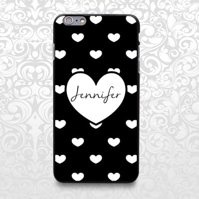 Love heart pattern custom name case for iphone 7/6/6s/5/5s/5c, samsung s6/note5, sony, lg nexus, nokia lumia, htc one, moto x, many colors (bcbl-7) - Thumbnail 2