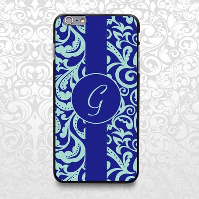Royal blue vintage elegant pattern custom name case for iphone 7/6/6s/5s/5c, samsung s6/note5, sony, lg nexus, nokia lumia, htc one, moto x (bcbl-24) - Thumbnail 2