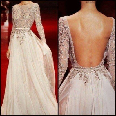 Charming Prom Dress,Beading Dress,A-Line Prom Dress,Chiffon Prom Dress,Long Sleeve Prom Dress,150330001