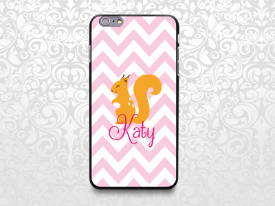 Colorful chevron Cute Squirrel custom name case for iPhone 7/6/6s/5/5s/5c, Samsung S6/Note5, Sony, LG Nexus, Nokia Lumia, HTC One, Moto X (BCBL-28)