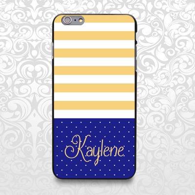 Polka dots stripes monogram custom name case for iphone 7/6/6s/5/5s/5c, samsung s6/note5, sony, lg nexus, nokia lumia, htc one, moto x (bcbl-42) - Thumbnail 2