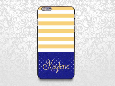 Polka dots stripes monogram custom name case for iPhone 7/6/6s/5/5s/5c, Samsung S6/Note5, Sony, LG Nexus, Nokia Lumia, HTC One, Moto X (BCBL-42)