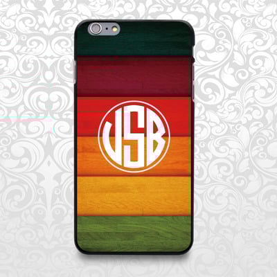 Colorful rainbow wood monogram custom name case for iphone 7/6/6s/5/5s/5c, samsung s6/note5, sony, lg nexus, nokia lumia, htc one, moto x (bcbl-47) - Thumbnail 1