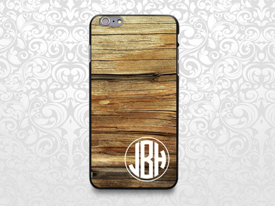 Wood texture monogram custom name case for iPhone 7/6/6s/5/5s/5c, Samsung S6/Note5, Sony, LG Nexus, Nokia Lumia, HTC One, Moto X (BCBL-48)